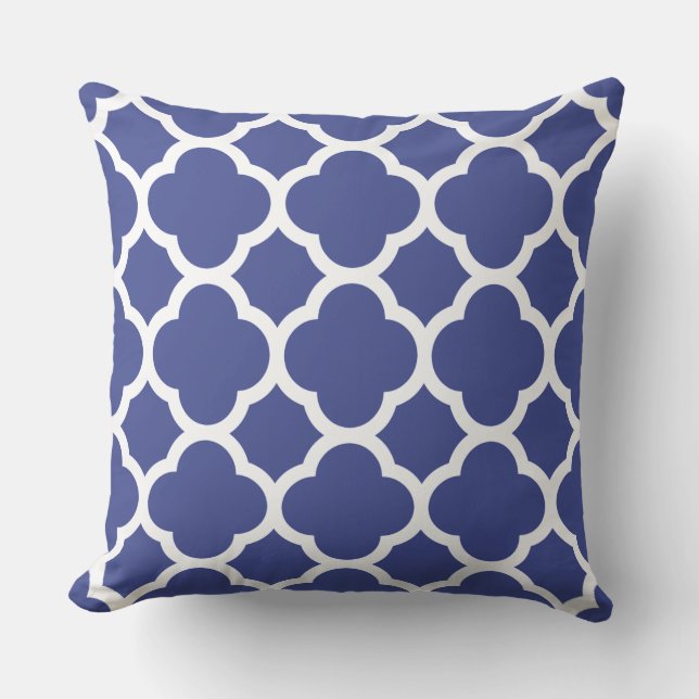 Cobalt Blue Quatrefoil Pattern Cushion (Front)