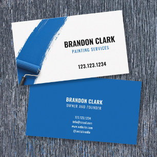 Cobalt Blue Roller Diagonal Sweep Painting Service Business Card