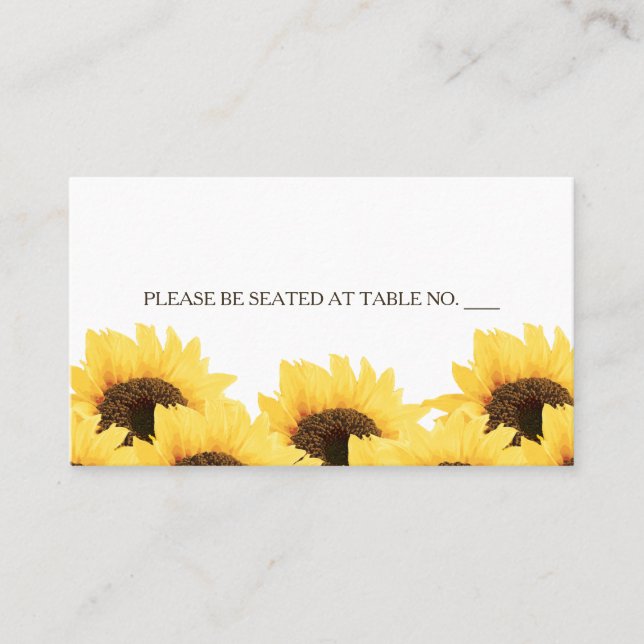 COBALT BLUE RUSTIC SUNFLOWER SEATING PLACE CARD (Front)