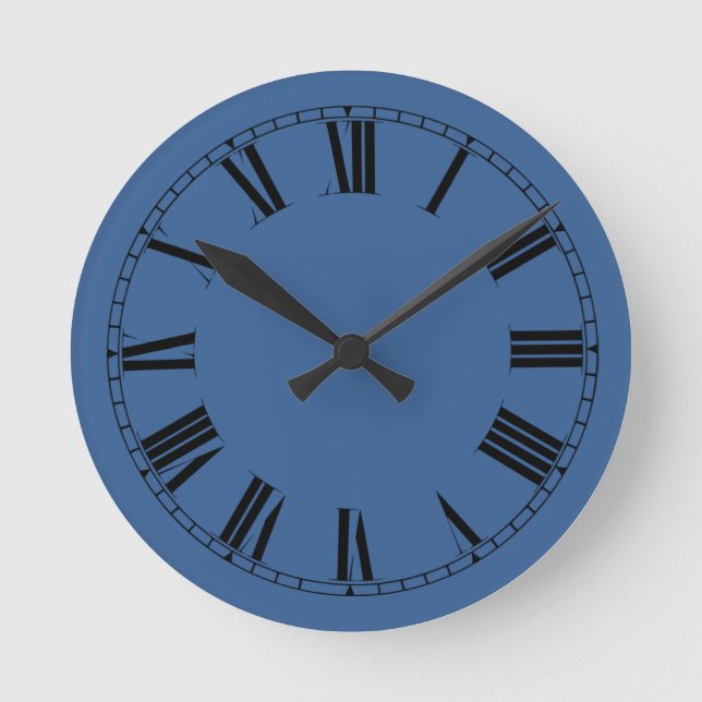 Cobalt Blue Solid Color Round Clock (Front)