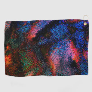 Cobalt blue splash with colourful red-hot texture  golf towel