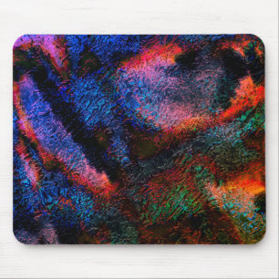Cobalt blue splash with colourful red-hot texture  mouse pad
