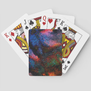 Cobalt blue splash with colourful red-hot texture playing cards