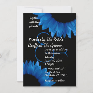 Cobalt Blue Sunflowers Modern Wedding Template