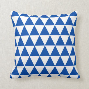 Cobalt Blue Triangles Throw Pillow