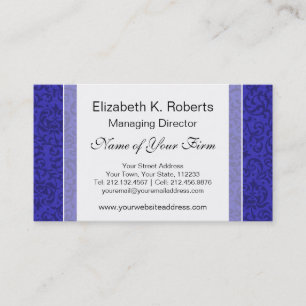 Cobalt Blue Tudor Garden Floral Damask Business Card