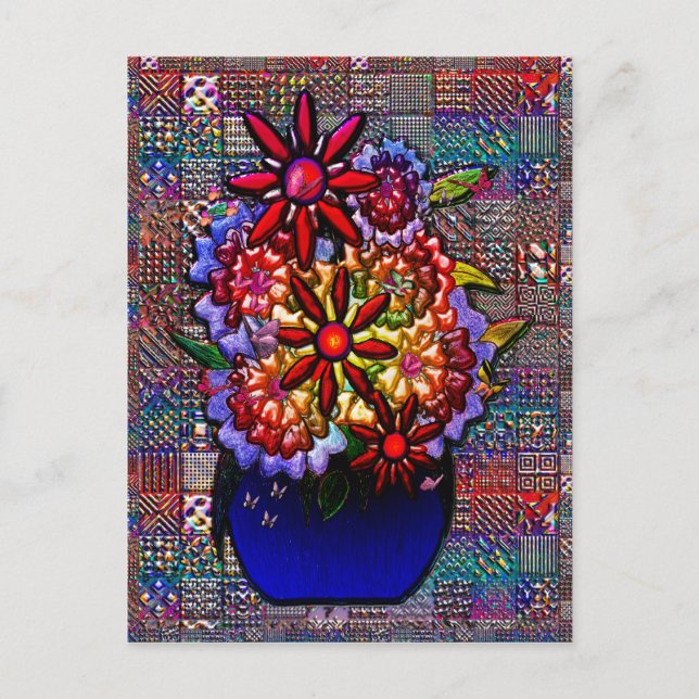 Cobalt Blue Vase with Flowers Postcard (Front)