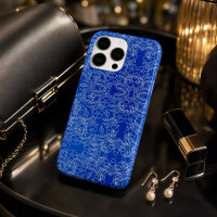 Cobalt Blue White Floral Damask