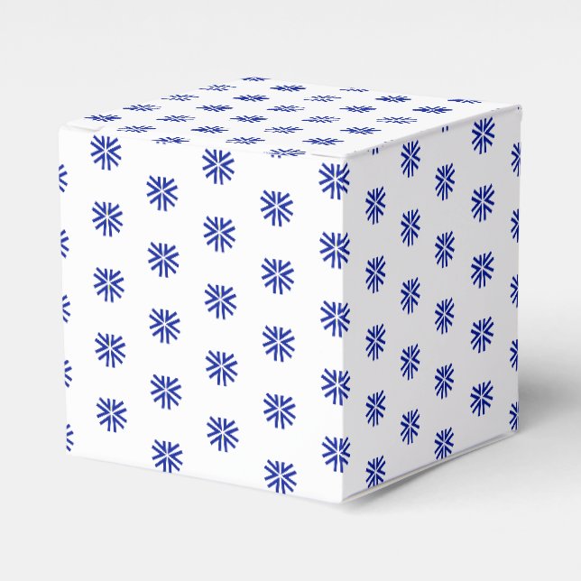 Cobalt Blue White star snowflakes pattern gift Favour Box (Front Side)