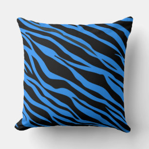 Cobalt Blue Zebra Striped Cushion