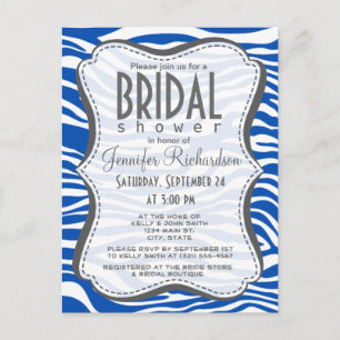 Cobalt Blue Zebra Stripes Animal Print Invitation Postcard