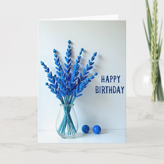 Cobalt Bouquet Birthday Card (Front)