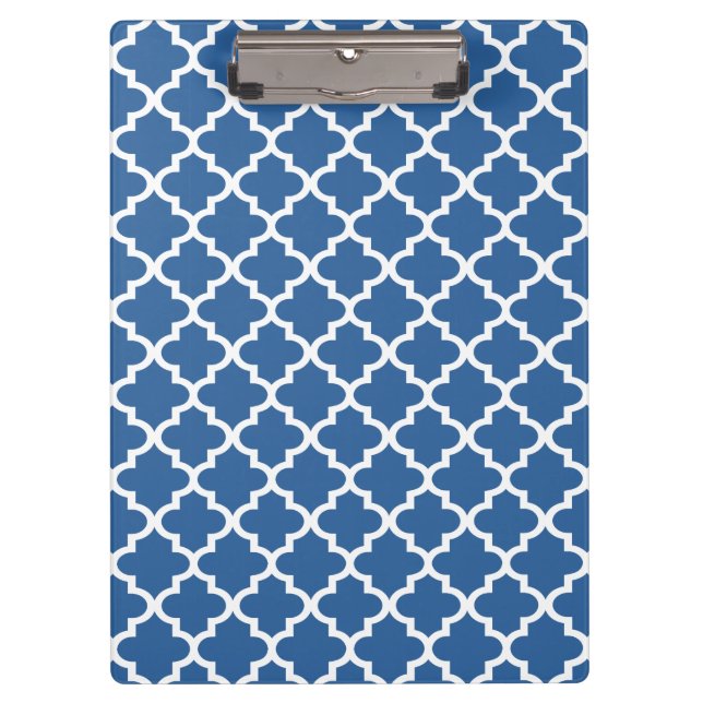 Cobalt Bright Blue Moroccan Tile Trellis Clipboard (Front)