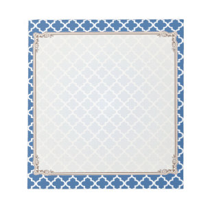 Cobalt Bright Blue Moroccan Tile Trellis Notepad