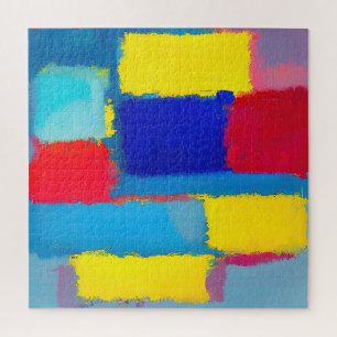 "Cobalt Carnival" Abstract Art Jigsaw Puzzle