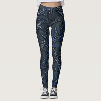 Cobalt Chains & Spikes: Cold Industrial Leggings