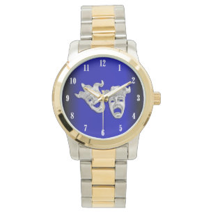 Cobalt Comedy and Tragedy Theatre White Numbers Watch