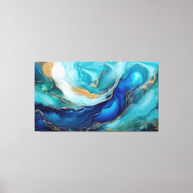 Cobalt Currents: An Oceanic Abstract Canvas Print (Front)