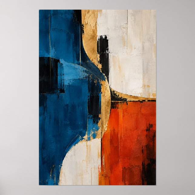 Cobalt Ember Modern Abstract Wall Art (Front)