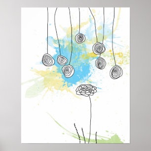 Cobalt Floral Splash-Poster Poster