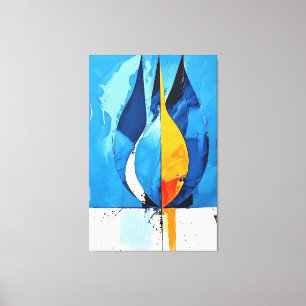 Cobalt Line Art Intrigue Abstract  Canvas Print