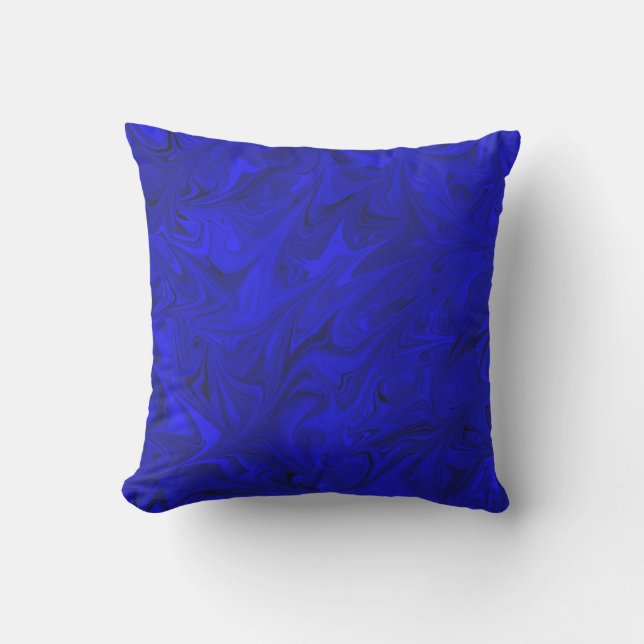 Cobalt Marble Pattern Royal Indigo Blue Pillow (Front)