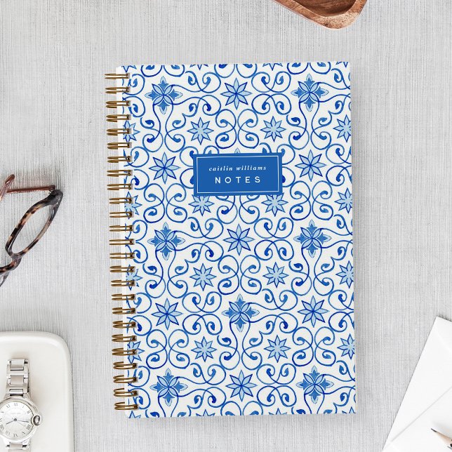 Cobalt | Mediterranean Tile Personalised Notebook (Creator Uploaded)