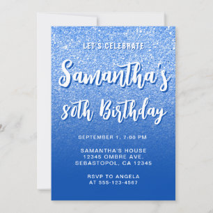 Cobalt Modern Gradient 80th Birthday Invitation