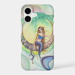 Cobalt Moon Watercolor Mermaid Art Illustration