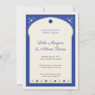 Cobalt Moroccan Tile Arch Wedding Invitation
