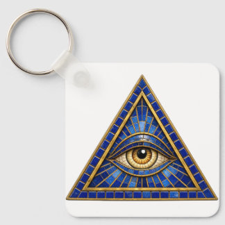 Cobalt Mosaic All-Seeing Eye Aluminium Keychain