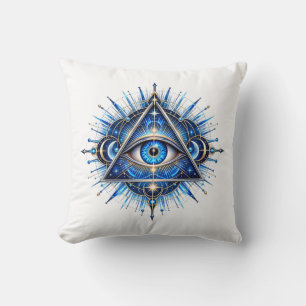 Cobalt Orbit Eye Throw Pillow