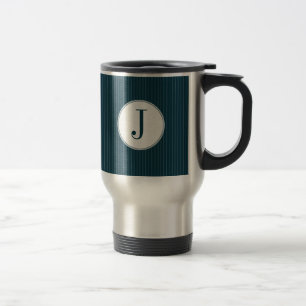Cobalt Pinstripe Single Monogram Mug
