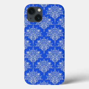 Cobalt Royal Blue and White Damask iPhone 13 Case