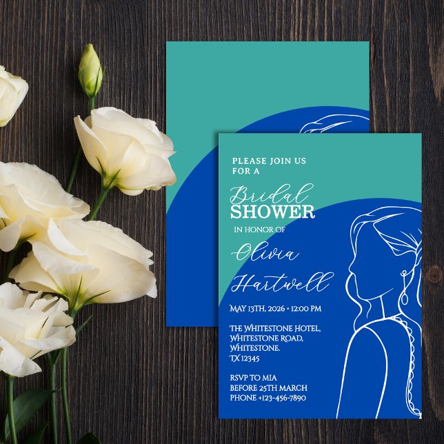 Cobalt & Sage Bridal Shower Invitation (Creator Uploaded)