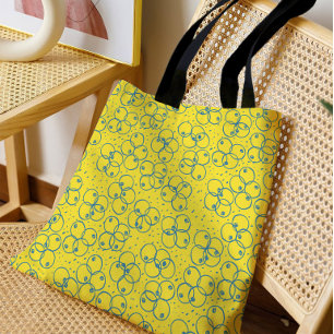 Cobalt Scribble Rings – modern Pattern Tote Bag