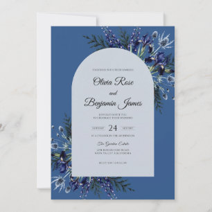 Cobalt Thistle Blossom Wedding Invitation