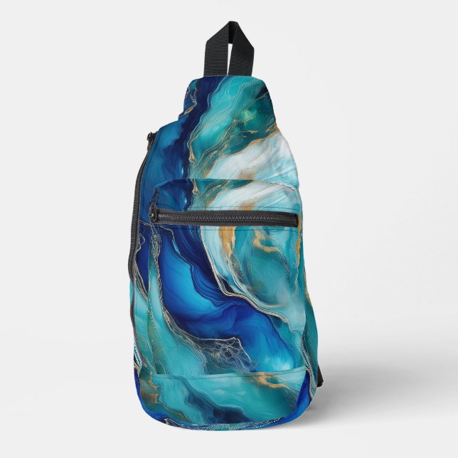 Cobalt Tides: An Abstract Exploration Sling Bag (Front)