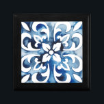 Cobalt Tile II Gift Box<br><div class="desc">Cobalt Tile II by Grace Popp. Blue tile-like pattern featuring a floral design.</div>