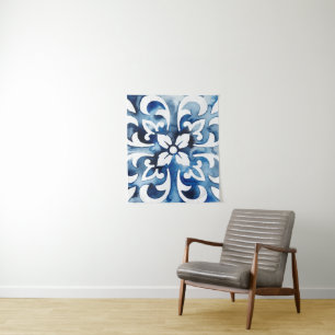 Cobalt Tile II Tapestry