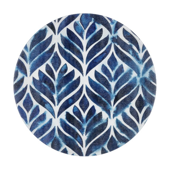 Cobalt Watercolor Tiles IV Cutting Board (Front)