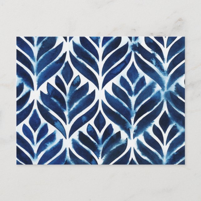 Cobalt Watercolor Tiles IV Postcard (Front)
