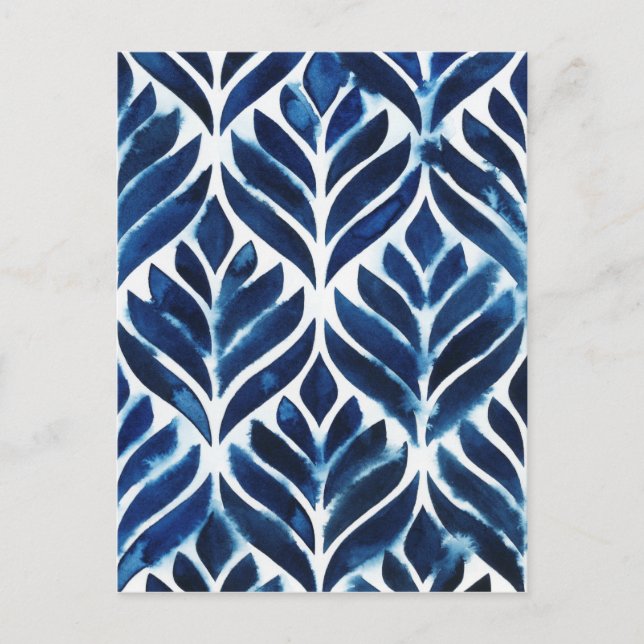 Cobalt Watercolor Tiles IV Postcard (Front)