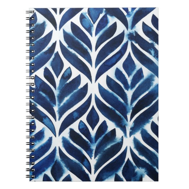 Cobalt Watercolor Tiles IV Spiral Notebook (Front)