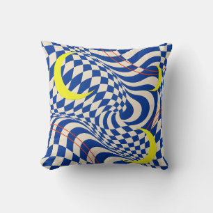 Cobalt Yellow Optical Chequerboard Cushion