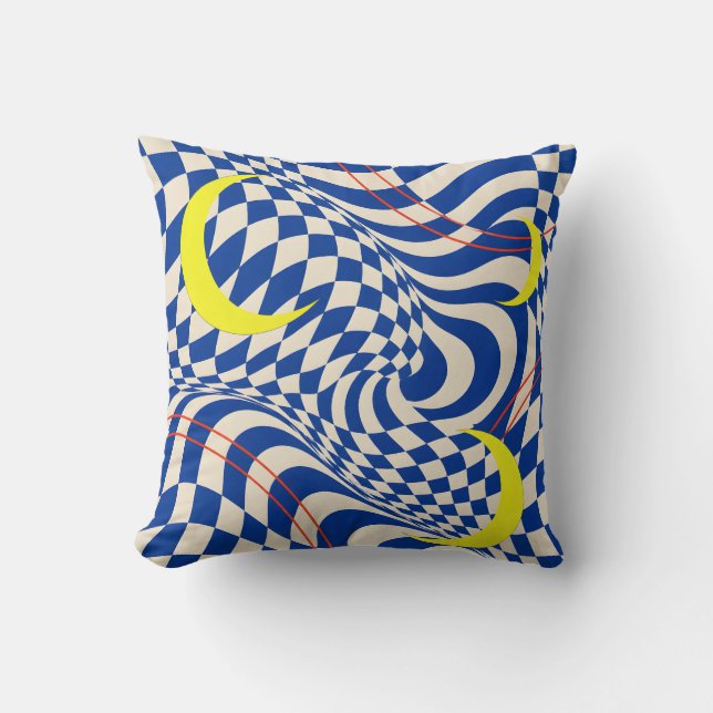 Cobalt Yellow Optical Chequerboard Cushion (Front)