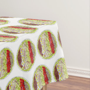 Cobb Salad American Food Picnic Chicken Bacon Egg Tablecloth