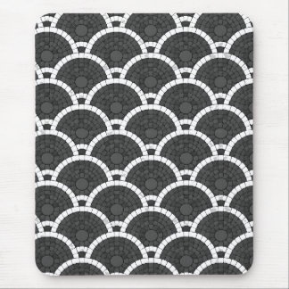 Cobblestone Fan Pattern Black and White Mouse Pad
