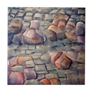 Cobblestone streets graphic art tile
