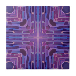 Cobblestones backlight purple violet geometric art tile